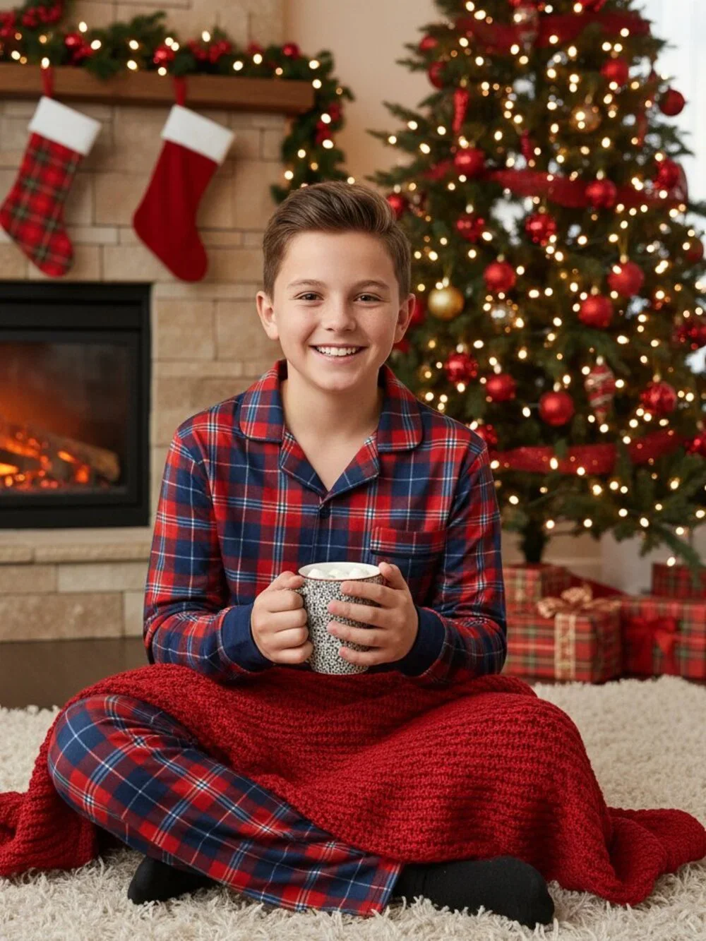 Sleep On It Boys Christmas Pajama Set NWT Large 2 Piece Jersey Coat